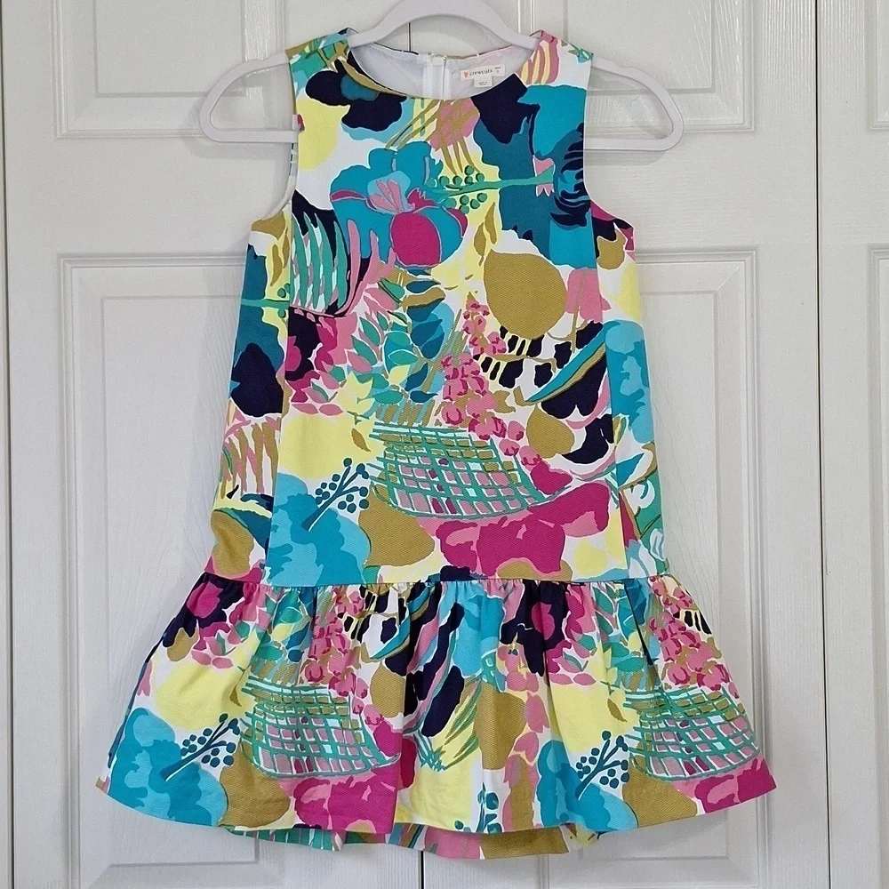 Crewcuts Drop Waist Ruffle Hem Dress in Seaside Floral